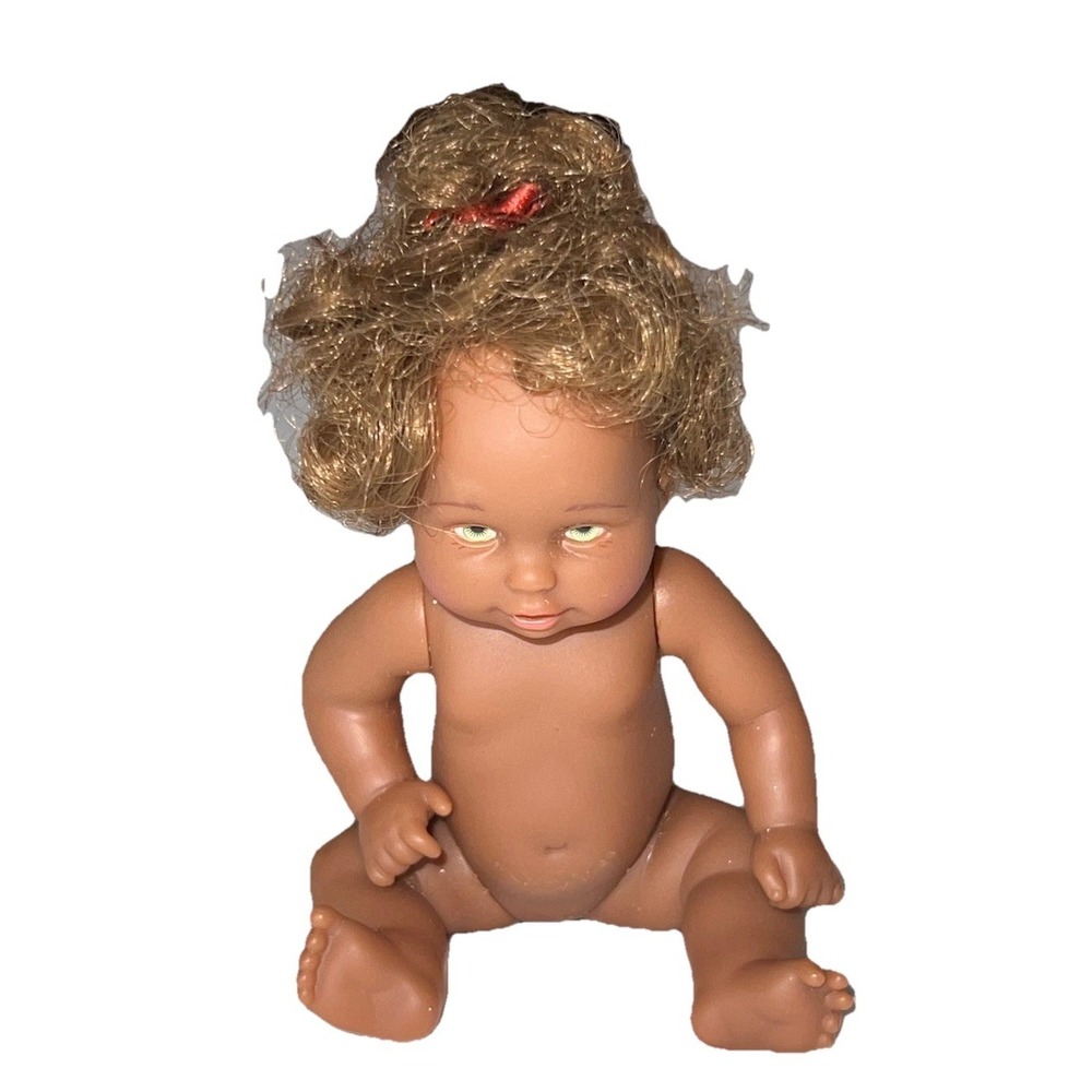 Vintage 2007 Mini Baby‎ Doll 6" Dark Skin Curly Hair Moveable Joints USA Toy